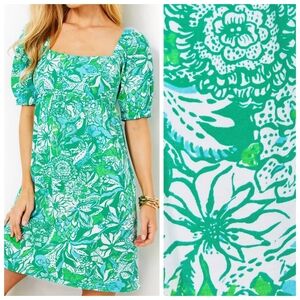 NWOT Lilly Pulitzer Delaney Short Sleeve Dress -  Botanical Green Safari Sangria